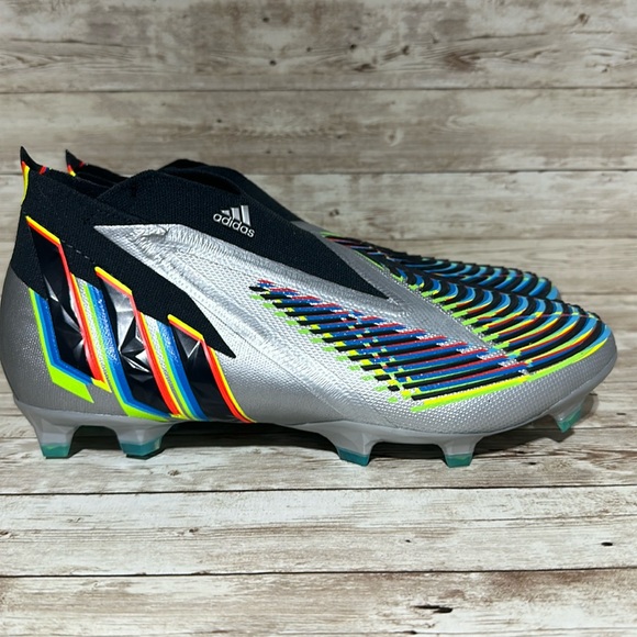 Adidas Predator Edge+ FG 'Silver Metallic Black' HR1560 Soccer Cleats size 11 - Picture 1 of 10